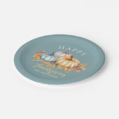 Assiettes En Carton Bon thanksgiving floral citrouille bleu (Angle)