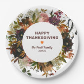 Assiettes En Carton Bon thanksgiving floral d'automne (Devant)