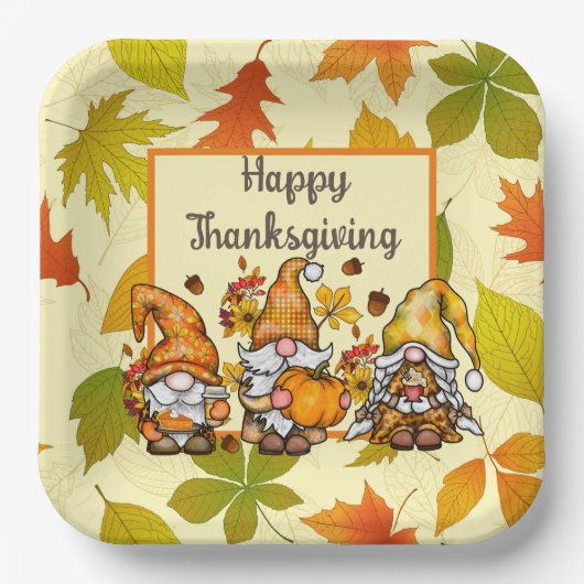 Assiettes En Carton Bon thanksgiving Gnomes (Recto)