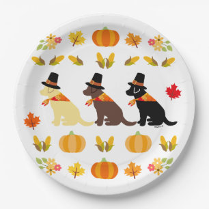 Assiettes En Carton Bon thanksgiving Labrador Silhouette Blanc