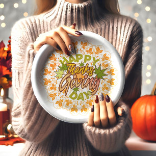 Assiettes En Carton Bon thanksgiving moderne Foliage sans soudure Mand