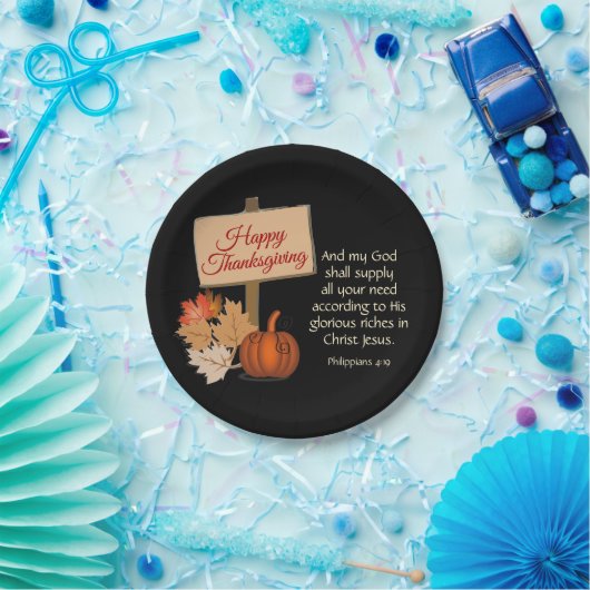 Assiettes En Carton BON THANKSGIVING Mon Dieu Apportera NOIR (Fête)