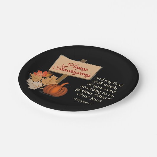 Assiettes En Carton BON THANKSGIVING Mon Dieu Apportera NOIR (Angle)