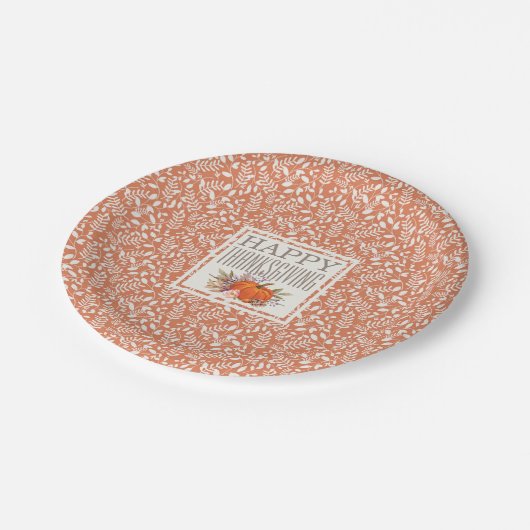 Assiettes En Carton Bon thanksgiving | Motif feuille de récolte d'auto (Angle)