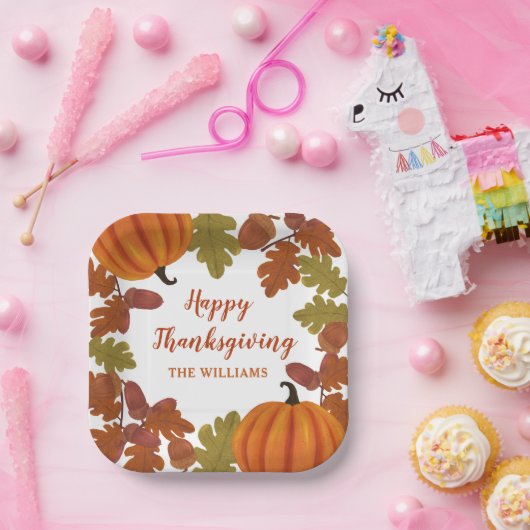 Assiettes En Carton Bon thanksgiving Nom de famille Automne (Fête)