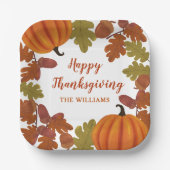 Assiettes En Carton Bon thanksgiving Nom de famille Automne (Recto)