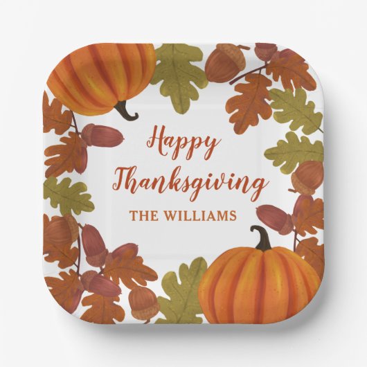 Assiettes En Carton Bon thanksgiving Nom de famille Automne (Recto)