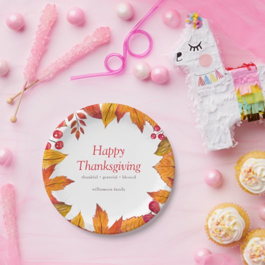 Assiettes En Carton Bon thanksgiving Pays Rustique Feuillage d'automne (Fête)