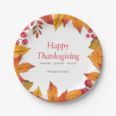Assiettes En Carton Bon thanksgiving Pays Rustique Feuillage d'automne (Devant)