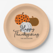 Assiettes En Carton Bon thanksgiving personnalisé Rustique Citrouille  (Devant)