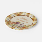 Assiettes En Carton Bon thanksgiving plaid et citrouilles (Angle)