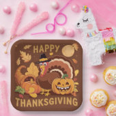 Assiettes En Carton Bon thanksgiving Plaque papier de récolte d'automn (Fête)