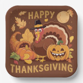Assiettes En Carton Bon thanksgiving Plaque papier de récolte d'automn (Recto)