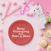 Assiettes En Carton Bon thanksgiving rouge motif texte personnalisé ph (Fête)