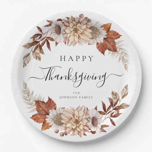 Assiettes En Carton Bon thanksgiving Rustic Fall Leaves (Devant)