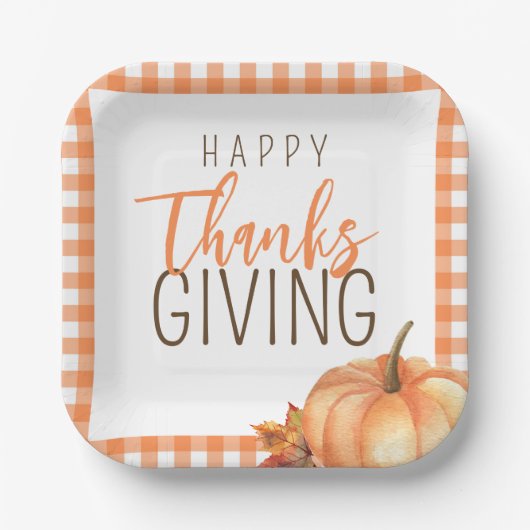 Assiettes En Carton Bon thanksgiving simple | Feuillage d'automne (Recto)