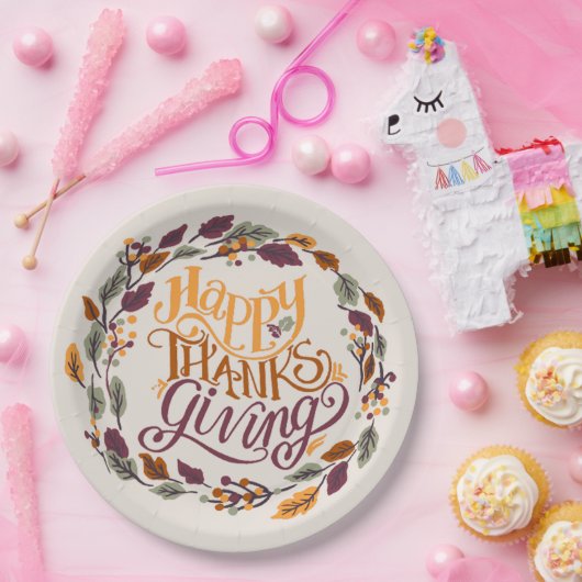 Assiettes En Carton Bon thanksgiving simple mou Citrouille automne (Fête)