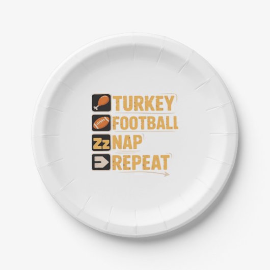 Assiettes En Carton Bon thanksgiving Turquie Football Nap Repeat Funn (Devant)