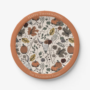 Assiettes En Carton Bon thanksgiving Vache Crâne automne récolte