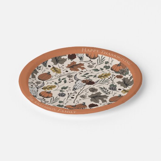 Assiettes En Carton Bon thanksgiving Vache Crâne automne récolte (Angle)