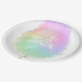 Assiettes En Carton Bonbon de coton parties scintillant arc-en-ciel mi (Angle)