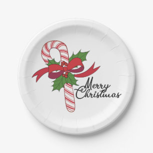 Assiettes En Carton Bonbon de Noël Canne à sucre