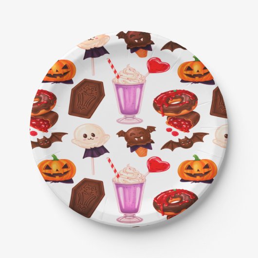 Assiettes En Carton Bonbon Dracula éffrayant Minimal Pour Halloween (Devant)