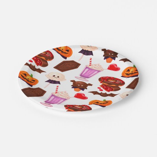 Assiettes En Carton Bonbon Dracula éffrayant Minimal Pour Halloween (Angle)