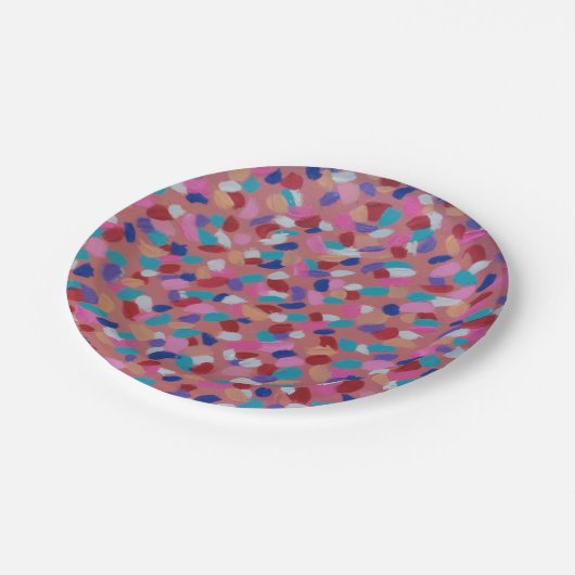 Assiettes En Carton Bonbon en coton rose (Angle)