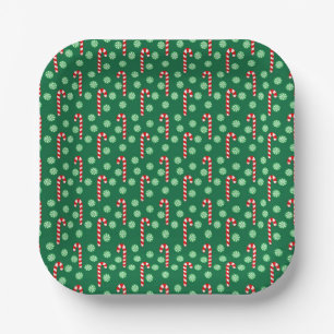 Assiettes En Carton Bonbon Rouge Vert Canne Menthe Noël