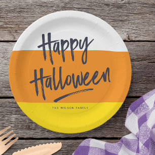 Assiettes En Carton Bonbon Sucré Citrouille Joyeux Halloween