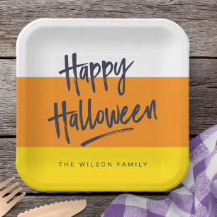 Assiettes En Carton Bonbon Sucré Citrouille Joyeux Halloween