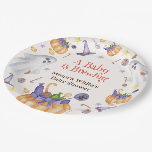 Assiettes En Carton Bonbons Citrouilles Fantômes Halloween Baby Brassa (Angle)