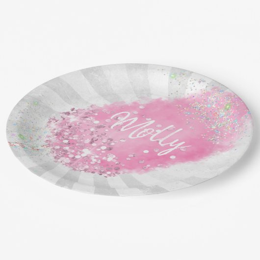 Assiettes En Carton Bonbons de coton parties scintillant mignonne cein (Angle)