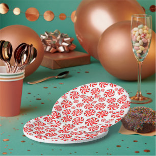 Assiettes En Carton Bonbons de menthe à poivre Noël