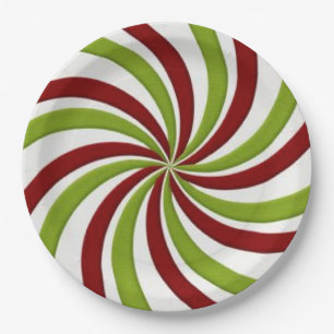 Assiettes En Carton Bonbons de menthe verte et rouge de Noël