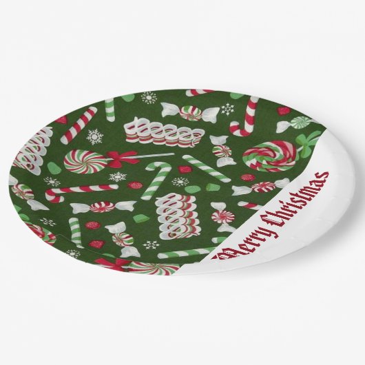 Assiettes En Carton Bonbons de Noël Motif Plaques en papier (Angle)