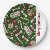 Assiettes En Carton Bonbons de Noël Motif Plaques en papier (Devant)