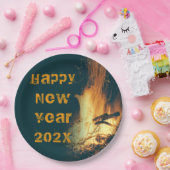 Assiettes En Carton Bonfire New Year's Eve Party Texte (Fête)