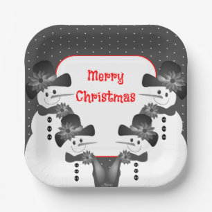 Assiettes En Carton Bonhomme de neige Christmas Square