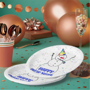 Assiettes En Carton Bonhomme de neige de Nouvel An