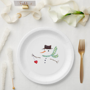 Assiettes En Carton Bonhomme de neige Fête d'hiver minimaliste