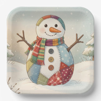 Assiettes En Carton Bonhomme de neige joyeux