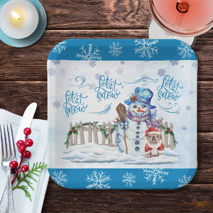Assiettes En Carton Bonhomme de neige Laisser la plaque de papier ne
