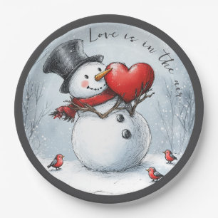 Assiettes En Carton Bonhomme de neige offre de l'amour avec un grand c