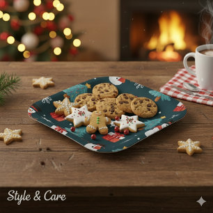 Assiettes En Carton Bonhommes de Neige Festifs Arbres de Noël Cadeau d