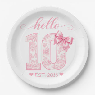 Assiettes En Carton Bonjour 10 Anniversaire Rose Bonjour 10 Année pe