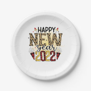 Assiettes En Carton Bonjour 2022 Bonne année 2022 Leopard