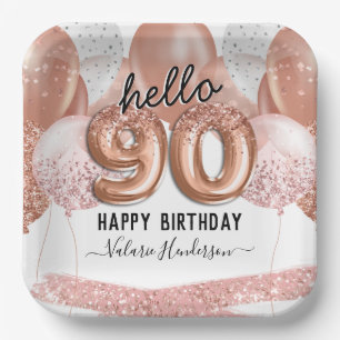 Assiettes En Carton Bonjour 90 Parties scintillant rose Ballons Annive