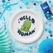 Assiettes En Carton Bonjour Alien drôle humain (Fête)